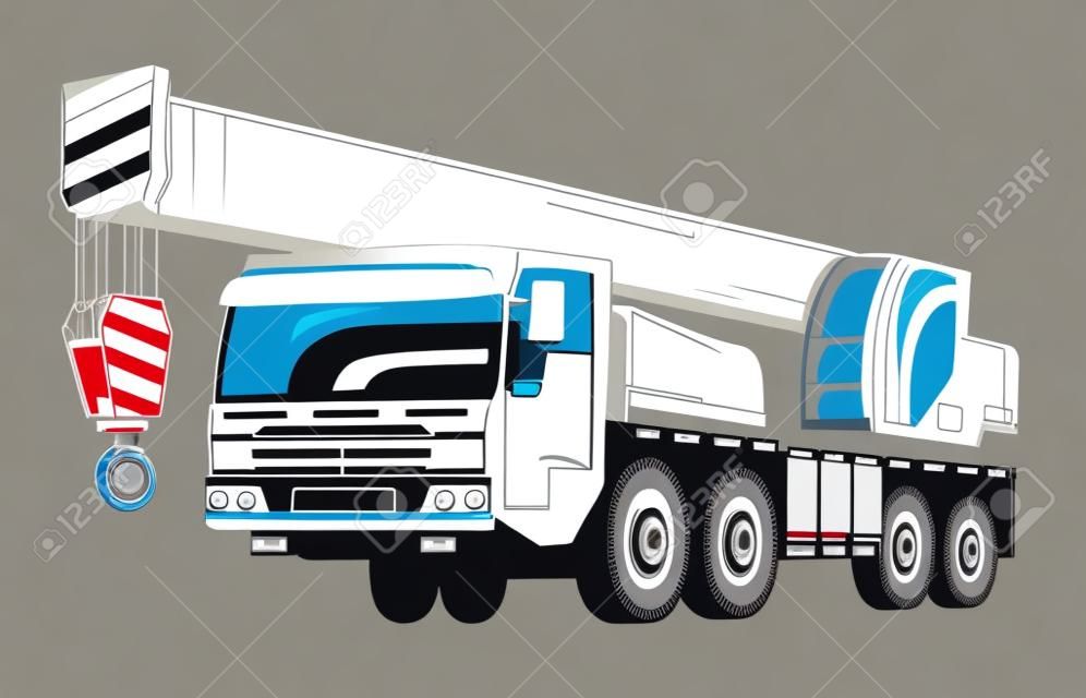 Vrachtwagen-gemonteerde kraan. Vector Illustratie.