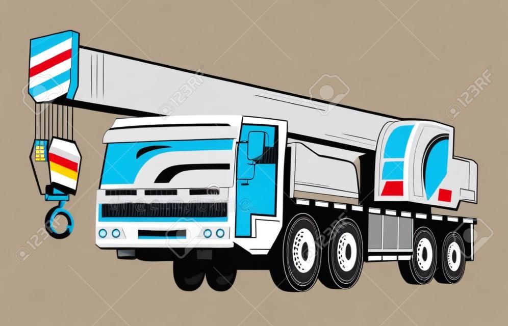 Truck-mounted crane. Vector Illustration.