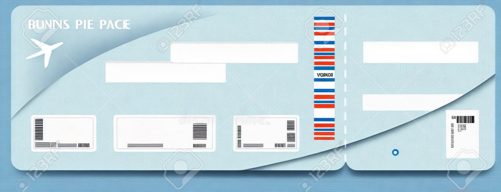 Blank plane ticket for business trip travel or vacation journey isolated vector illustration