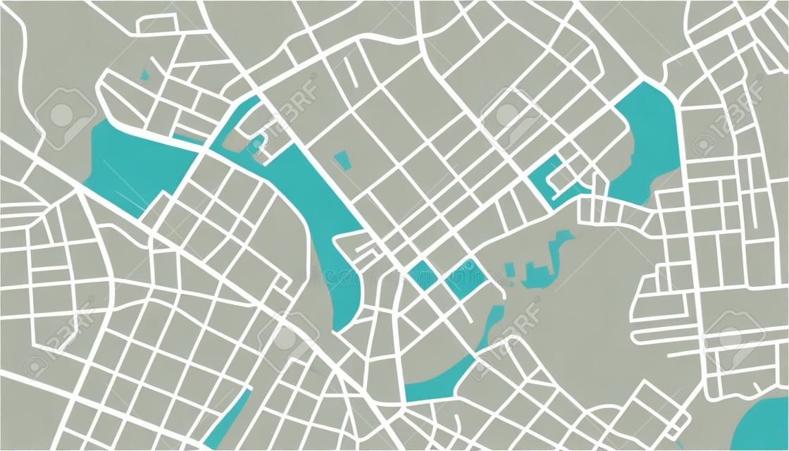 Bewerkbare vector straatkaart van de stad. Vector illustratie.
