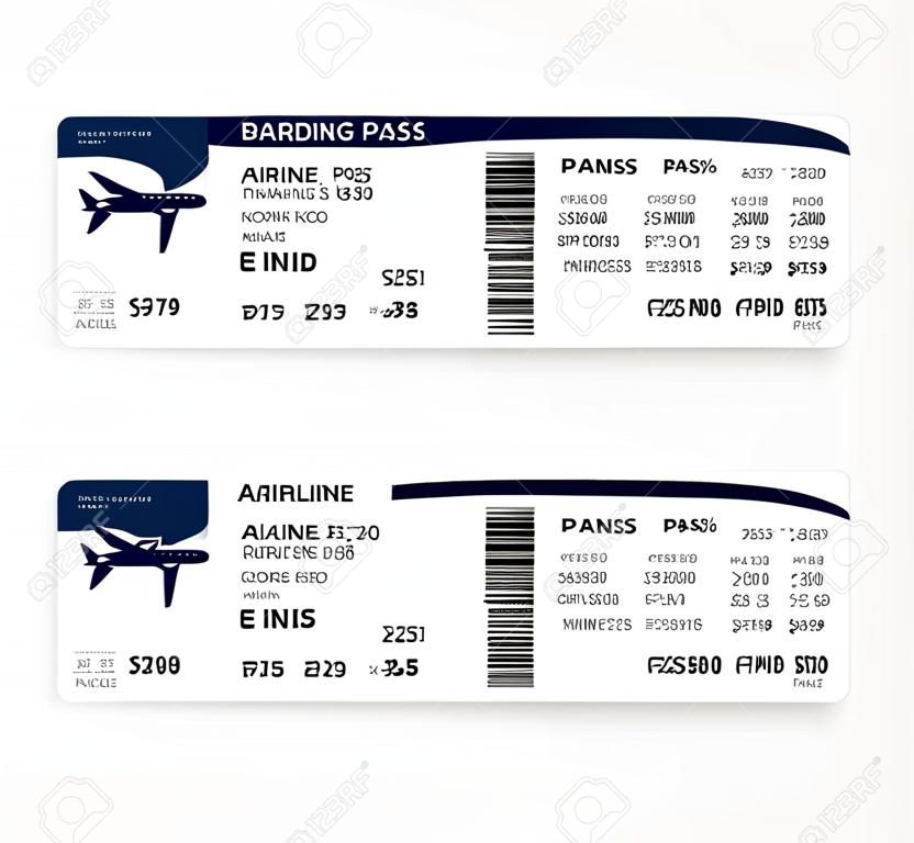 Airline boarding pass ticket for traveling by plane. Vector illustration.