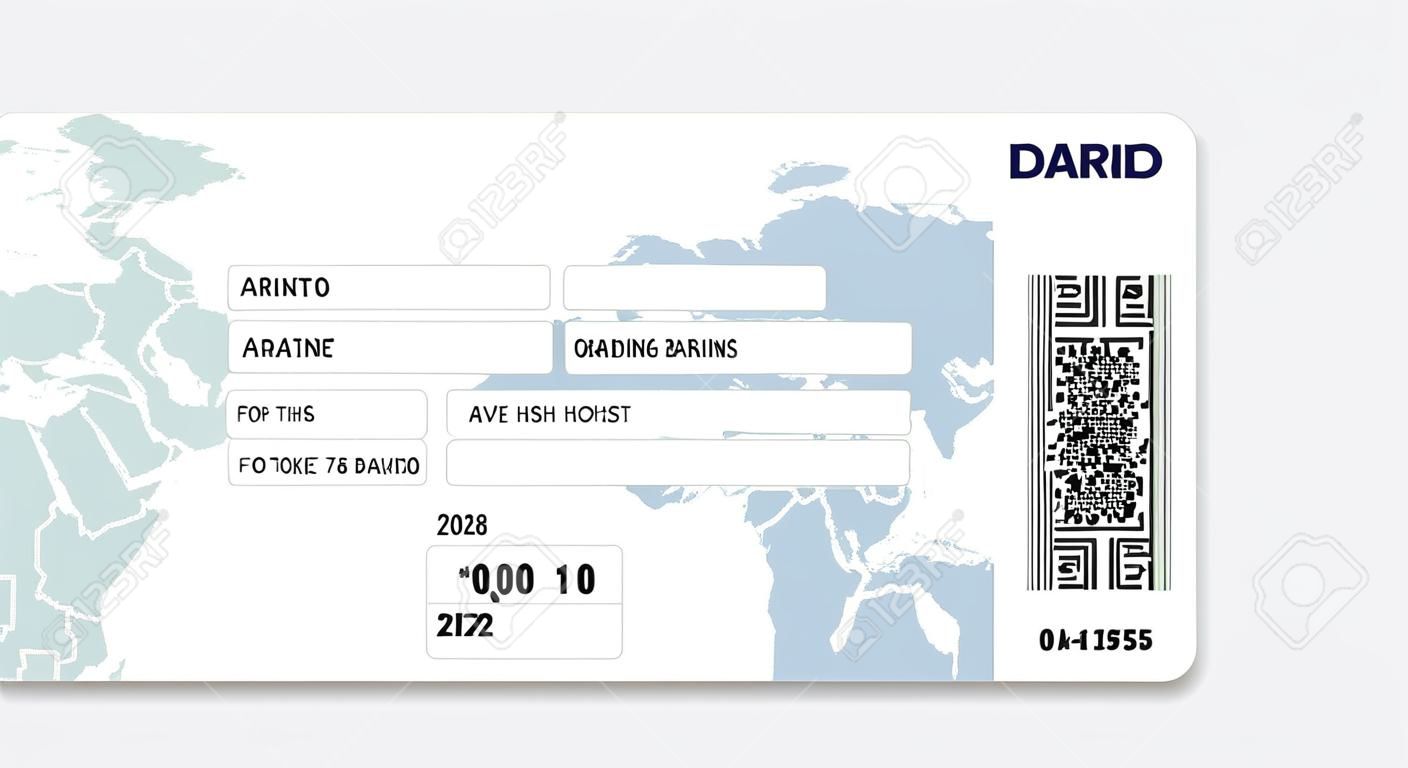 Авиакомпания посадочный талон билет с картой в качестве фона. Векторная иллюстрация.