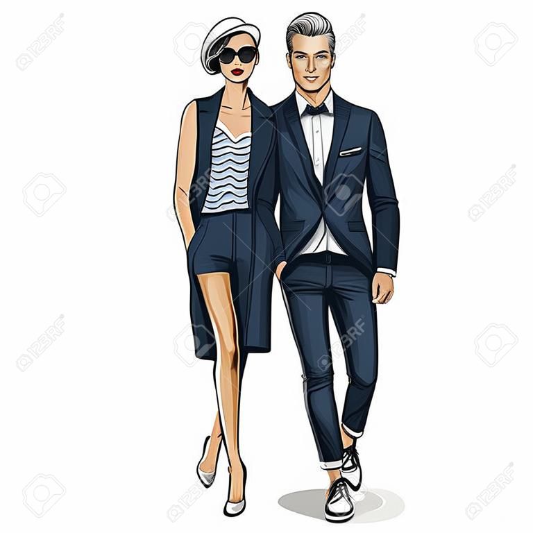 男と女性のファッションモデルアイコン。