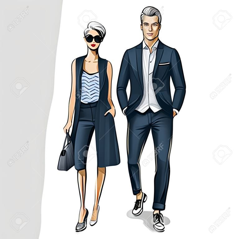 男と女性のファッションモデルアイコン。