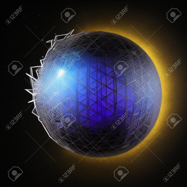 Glitch abstract broken sphere