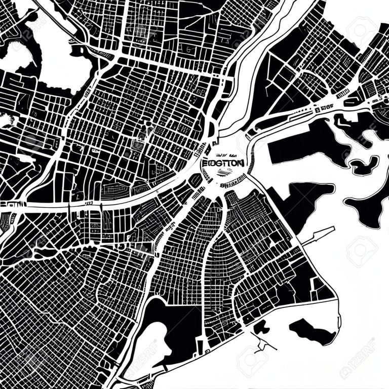 Boston, Massachusetts. Mapa del centro de vectores