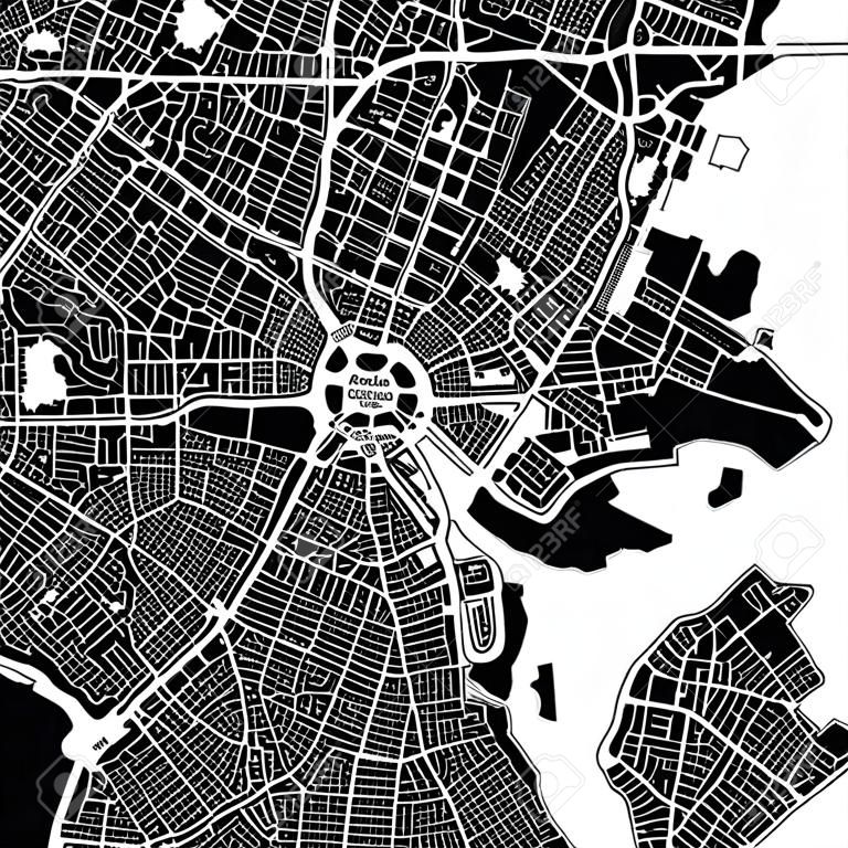 马萨诸塞州波士顿。市中心的矢量地图。