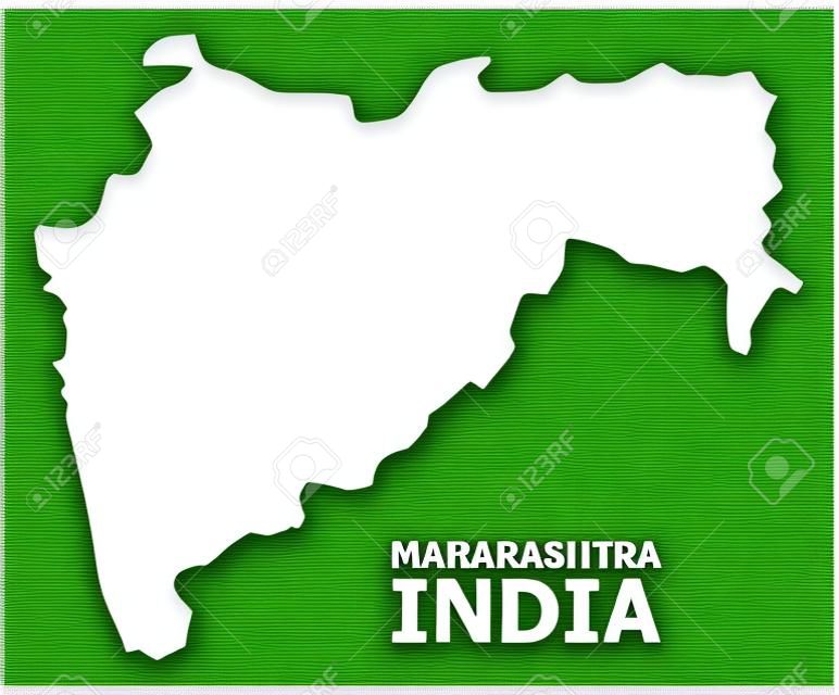 Vektorkarte des Bundesstaates Maharashtra mit Namen. Karte des Bundesstaates Maharashtra ist auf einem weißen Hintergrund isoliert. Einfache flache geografische Karte.