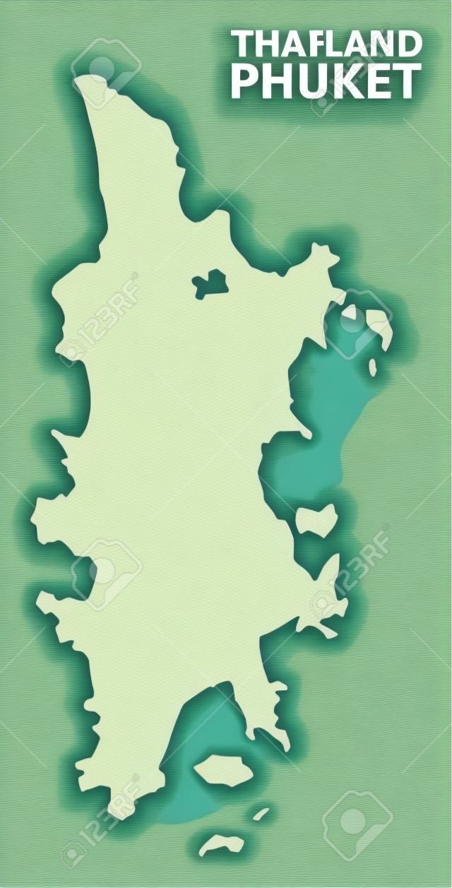Vector Map of Phuket with name. Map of Phuket is isolated on a white background. Simple flat geographic map.