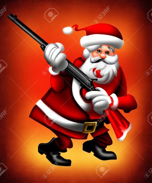 Père Noël avec un fusil