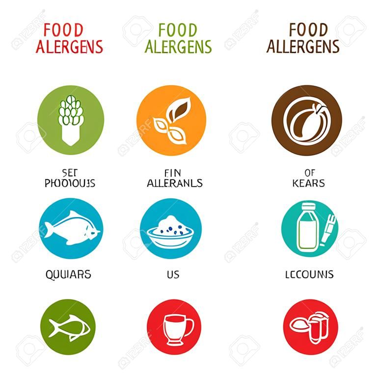 Set of icons of food allergens