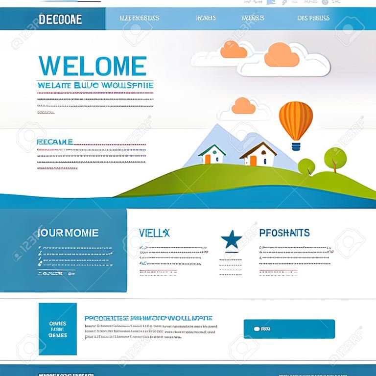 블루 다목적 웹 사이트 템플릿 평면 디자인