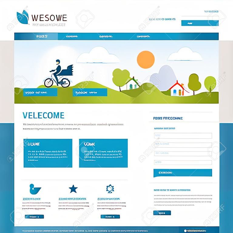 Blu multiuso modello di sito web design piatto