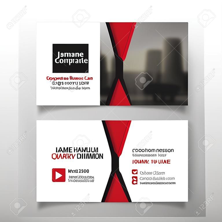 Rojo negro tarjeta corporativa negocio, plantilla de tarjeta de nombre, plantilla de diseño de diseño limpio y sencillo horizontal, bandera de la tarjeta de visita para el sitio web