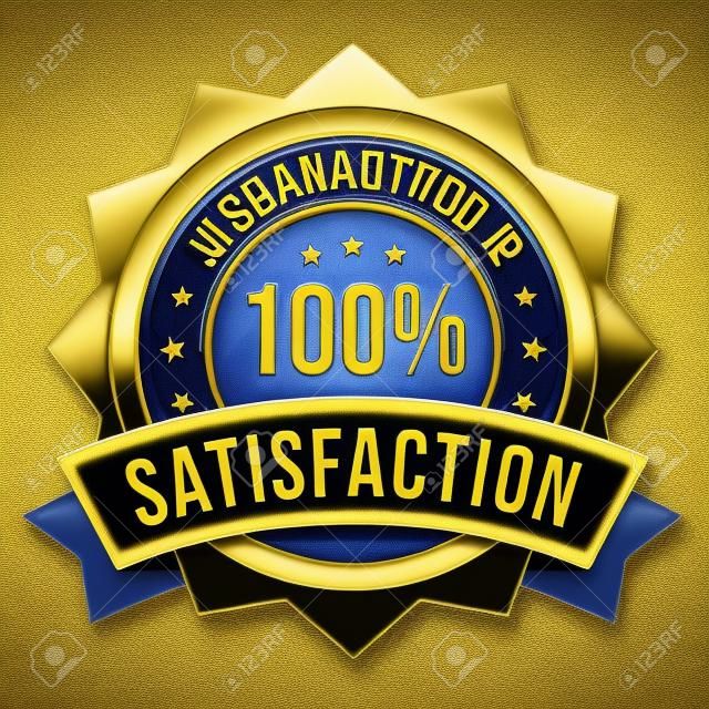 Gold blue hundred percent satisfaction badge
