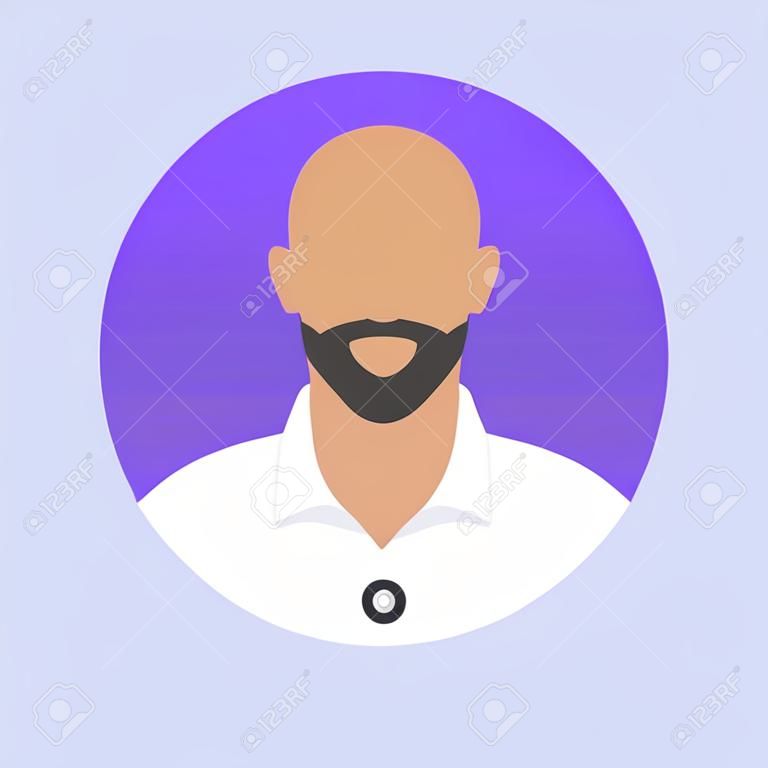 Kale man Avatar pictogram met baard in zijn mond