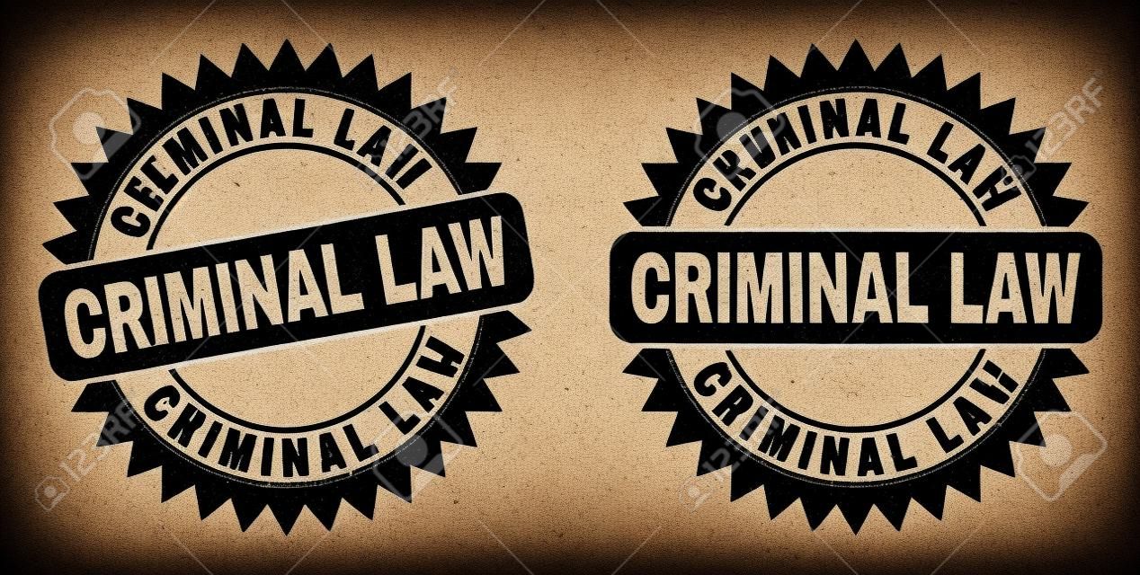 Black rosette CRIMINAL LAW stamp. Flat vector grunge stamp with CRIMINAL LAW phrase inside sharp rosette, and original clean source. Rubber imitation with corroded texture.