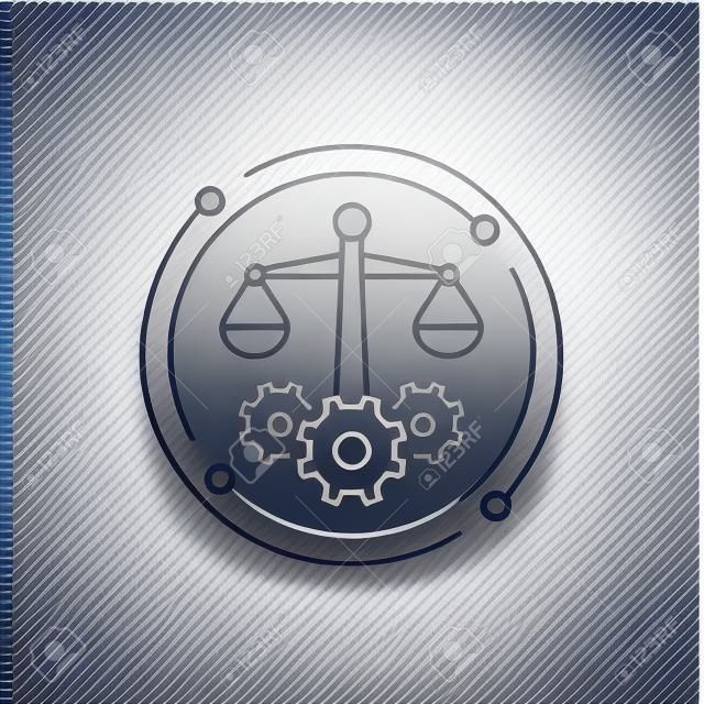 Risk management line icon with scales, vector