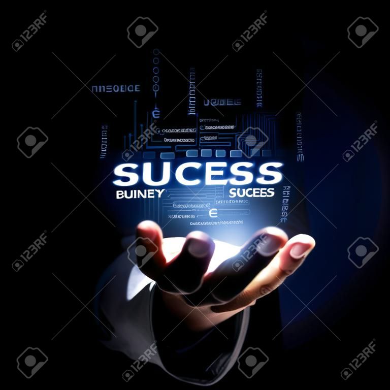 Close-up van businessman hand presenteren business succes concept