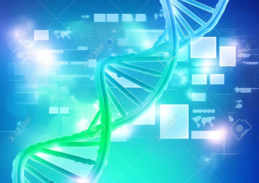 Fondo de alta tecnología molécula de ADN como concepto de la ciencia bioquímica