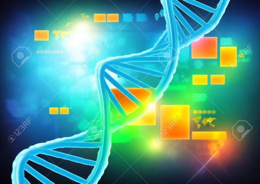 생화학 과학 개념으로 첨단 기술 DNA 분자 배경