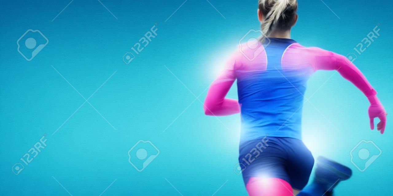Abstract concept of running young sportswoman