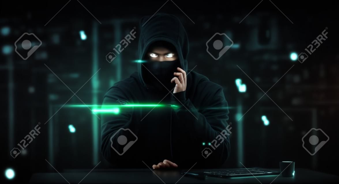 Hacker im dunklen Thema Freizeitkleidung