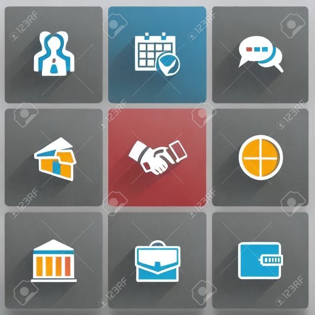 Iconos planos del negocio para aplicaciones Web y Móvil