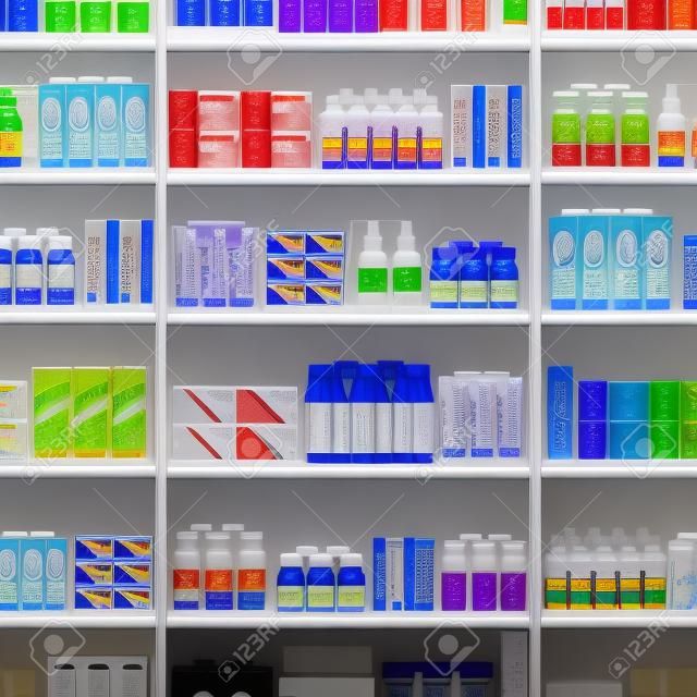 Various Pills and Drugs on Shelves