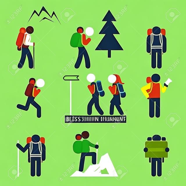 Hiking people icons