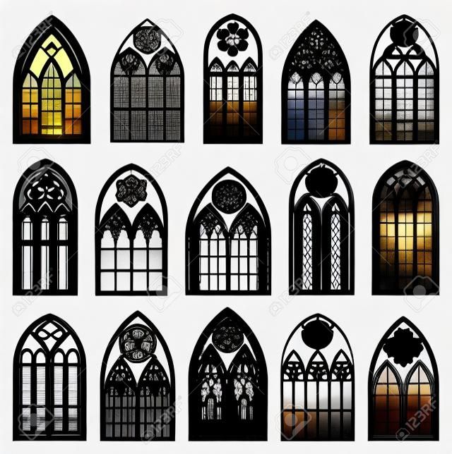 Siluetas de ventanas góticas