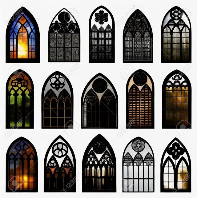Siluetas de ventanas góticas