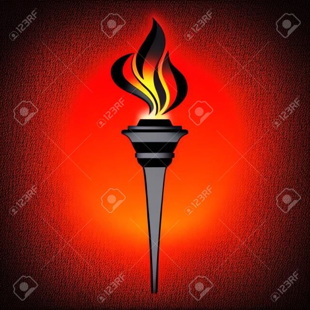 Vector fáklyát ikonra. Forró láng, elektromos lángoló, hő és a szabadság, a győzelem a siker, fény diadalát illusztráció
