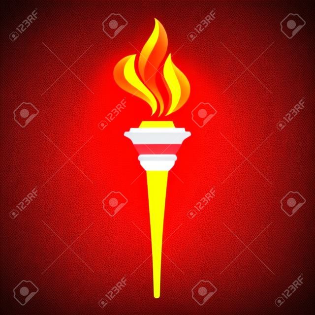矢量火炬圖標。炙熱的火焰，電源熾盛，熱和自由，勝利的成功，煥發勝利插圖