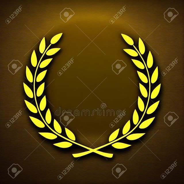 Vector gold award laurel wreath. Winner label, leaf symbol victory, triumph and success illustration