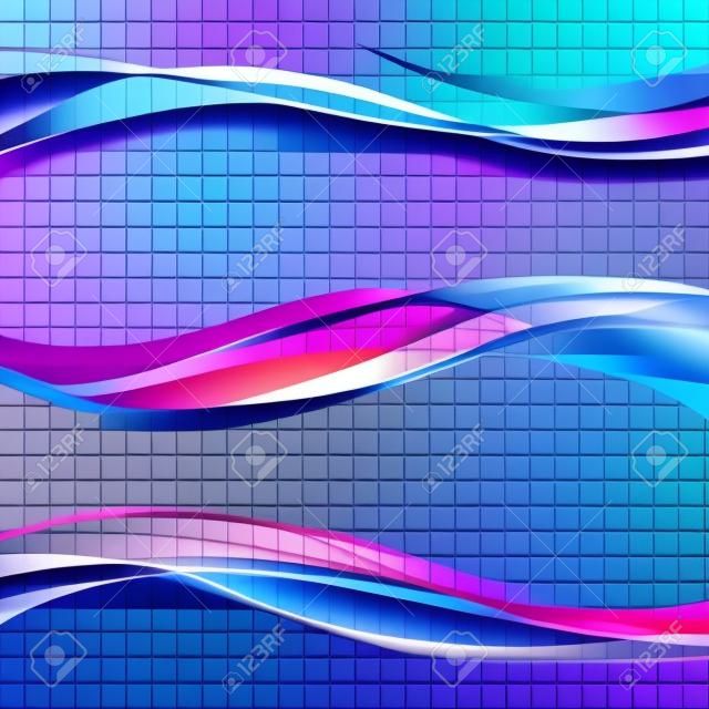 Abstract smooth color wave vector set. Curve flow blue smoke motion illustration