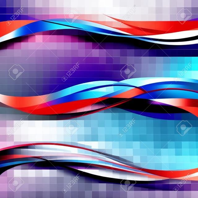Conjunto de vetores de onda de cor lisa abstrata. Curve flow blue smoke motion illustration