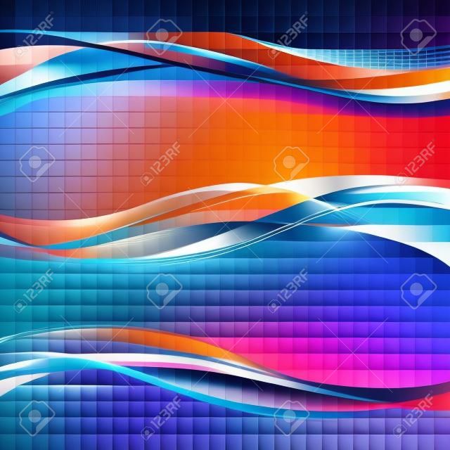 Conjunto de vetores de onda de cor lisa abstrata. Curve flow blue smoke motion illustration