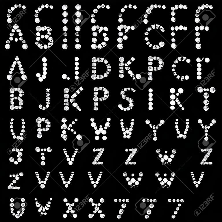 Vettore alfabeto con diamanti lettere. Lusso brillante, cristallo di diamante, lettera carattere e illustrazione typeset