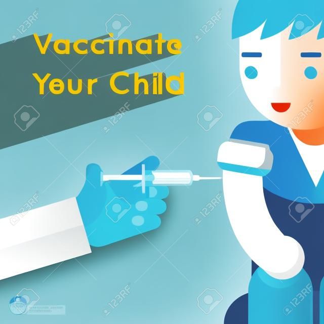 szczepienia dla dzieci koncepcja plakatu. uodpornienie medyczna, opieka zdrowotna pacjenta, ilustracji wektorowych