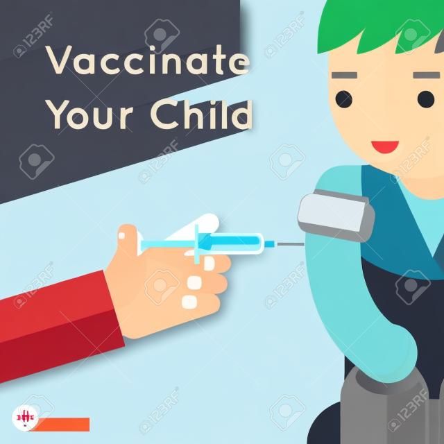 Kinder Impfung Konzept Plakat. Medical Immunisierung, Patienten Gesundheitswesen, Vektor-Illustration