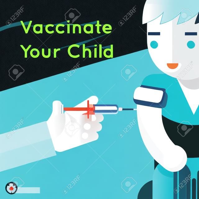 La vaccination des enfants concept de l'affiche. Vaccination médicale, les soins de santé du patient, illustration vectorielle
