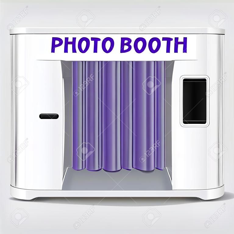 White photo booth vending machine. Photography machine service, cabin quick shoot. Vector illustration