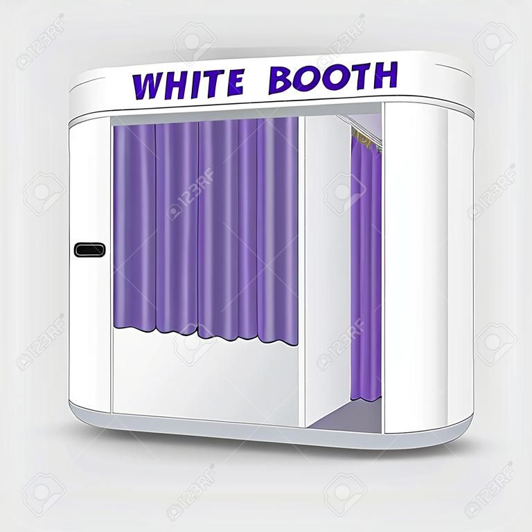 White photo booth vending machine. Photography machine service, cabin quick shoot. Vector illustration