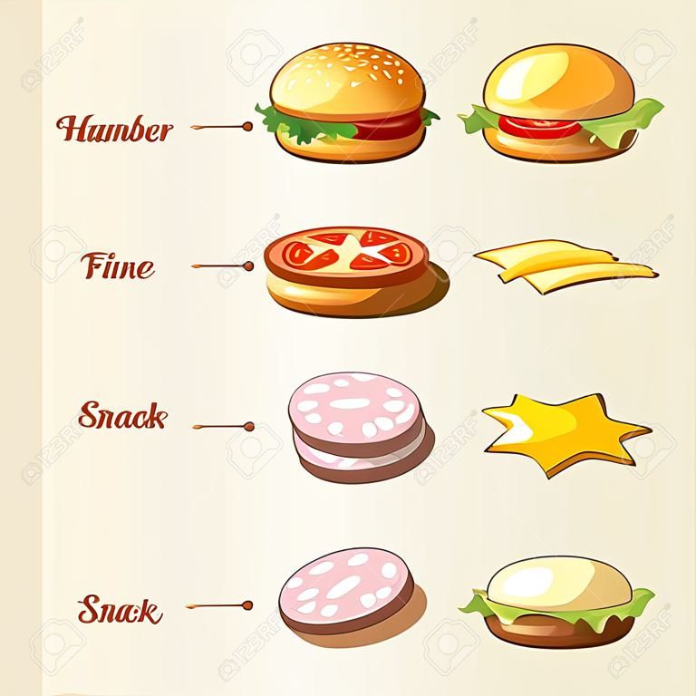 Hamburger ingredients. Vector infographics. Hamburger food, hamburger snack, hamburger illustration illustration