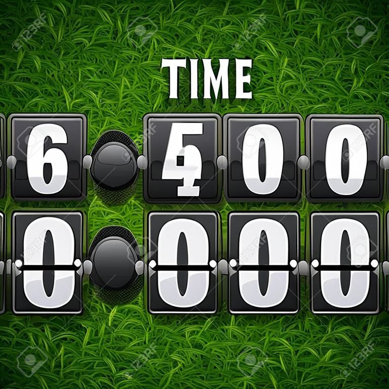 Football soccer scoreboard on grass background. Vector template. Scoreboard football, soccer scoreboard, sport scoreboard illustration