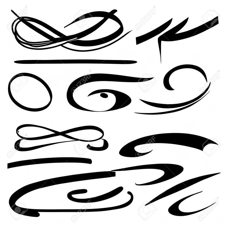 A kézírásvektor kiemeli a beállítást. Aláhúzja a tipográfiai jelölőt vagy a tollat