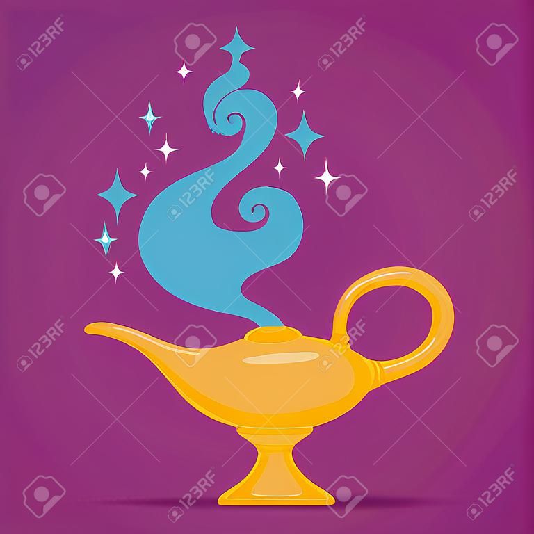 Magic lamp or Aladdin lamp illustration. Spiritual lamp for wish
