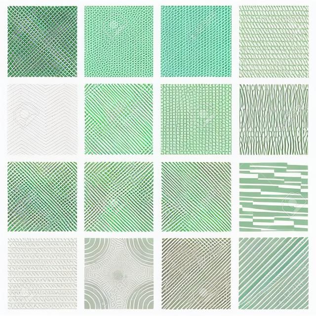 Thin line pattern set. Crossing and slanted, wavy and striped lines patterns. Illustration of geometric mosaic seamless background vector