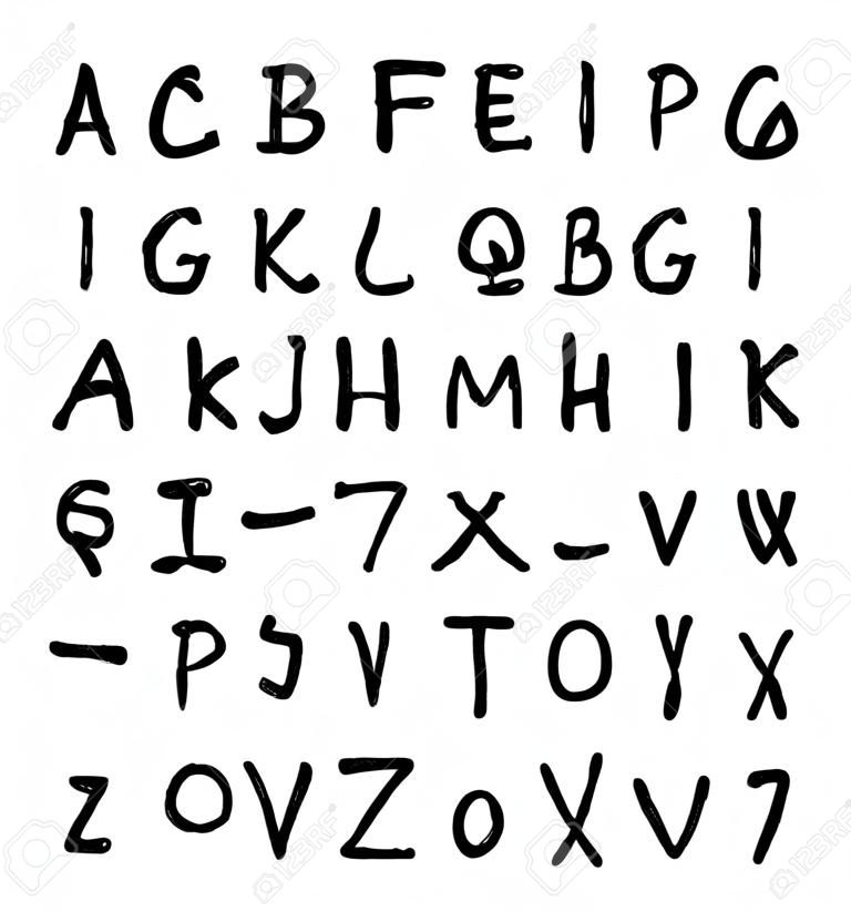 Letras de alfabeto grego Doodle. Mão helénica desenhada fonte vetorial. Alfabeto grego ilustração em língua